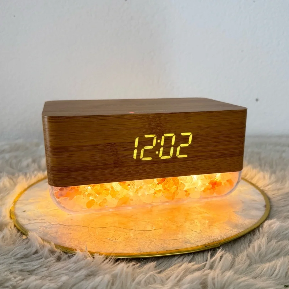 NEW Sunrise Simulator Salt Lamp Alarm Clock Wireless Phone Charger - Picture 5 of 14